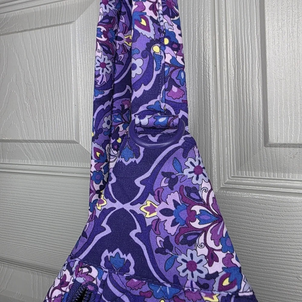 NWOT Vera Bradley Plaid Sling Backpack Purple Plum Paisley Adjustable Strap